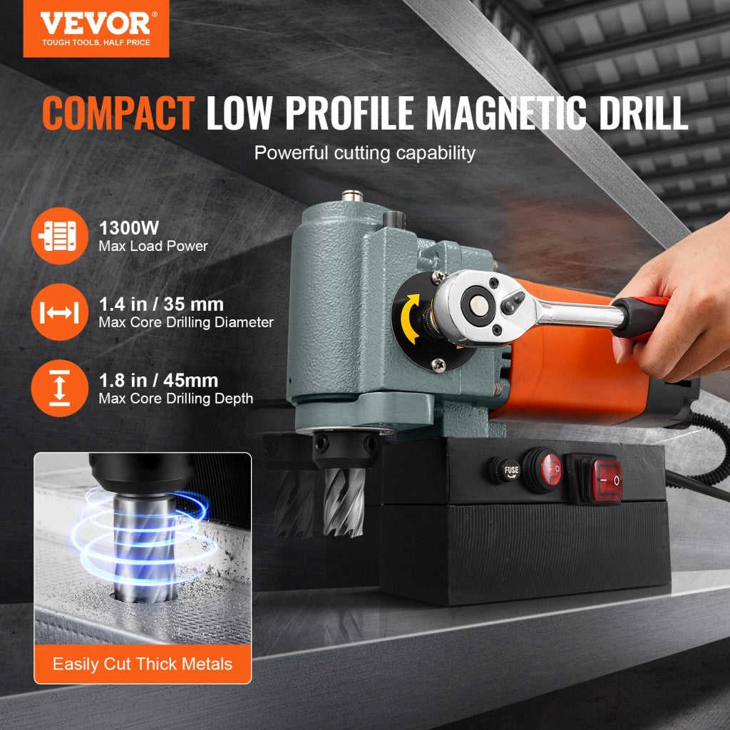 Trapano Magnetico 1300W Modello 8840E per Carotaggio Φ35mm Elettromagnetico Compatto Portatile con Sistema di Raffreddamento