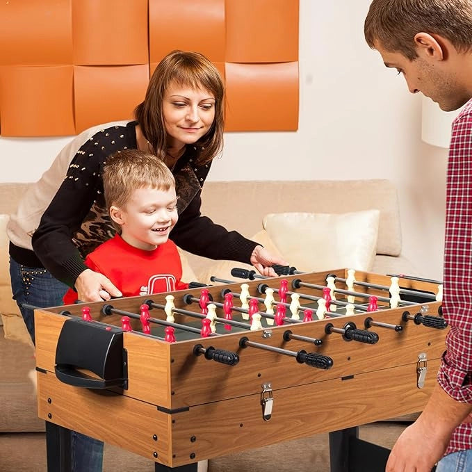 3 in 1 Tavolo da Gioco Multifunzionale, Tavolo da Biliardino con Calcetto Biliardo Hockey Scorrevole, Maniglia in Gomma, Struttura Stabile, per Casa Sala Giochi, 122x58x83 cm