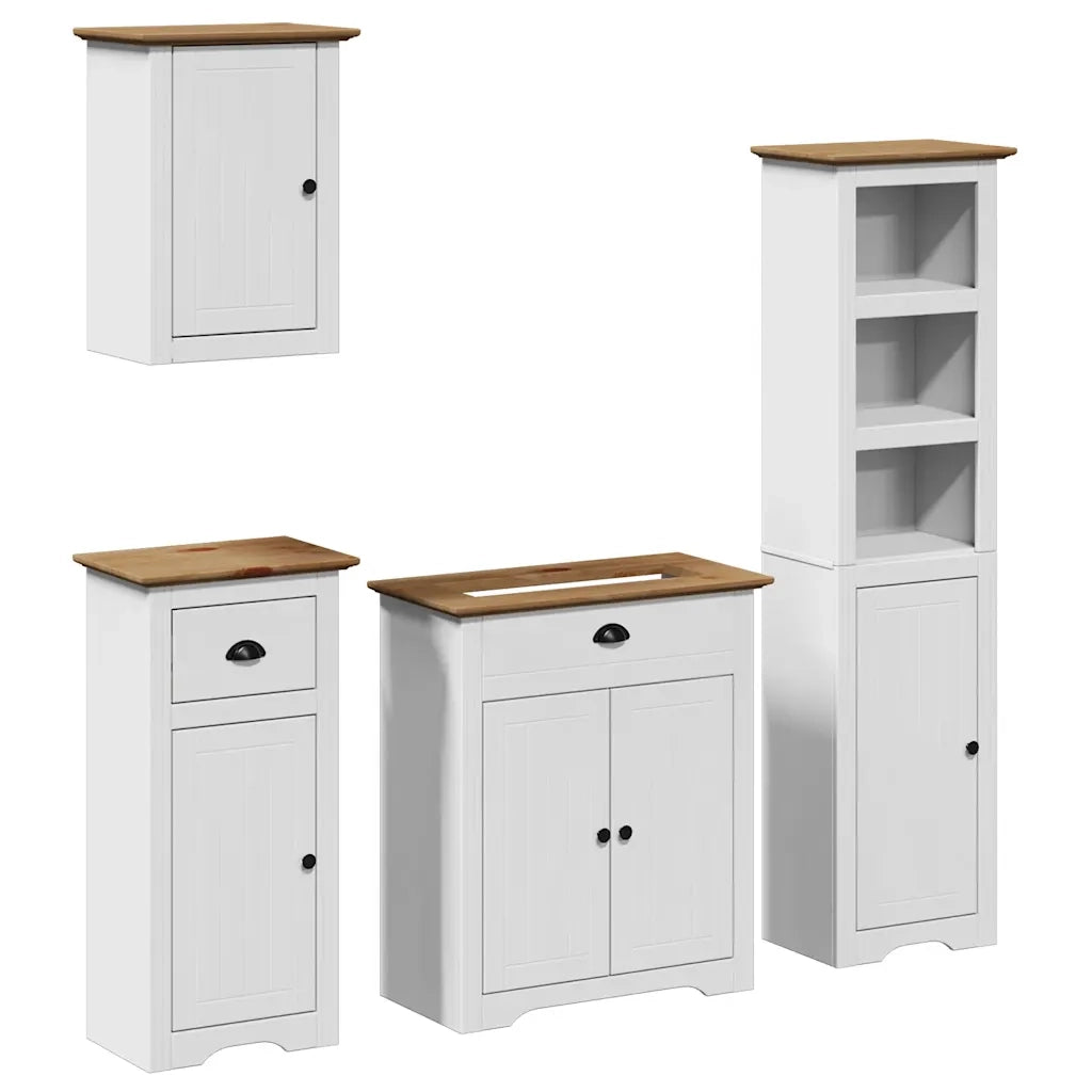 Set Mobili da Bagno 4 pz BODO Bianco in Legno Massello di Pino 3307651