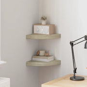 Scaffali Angolari a Parete 2 pz Rovere 25x25x3,8 cm MDF