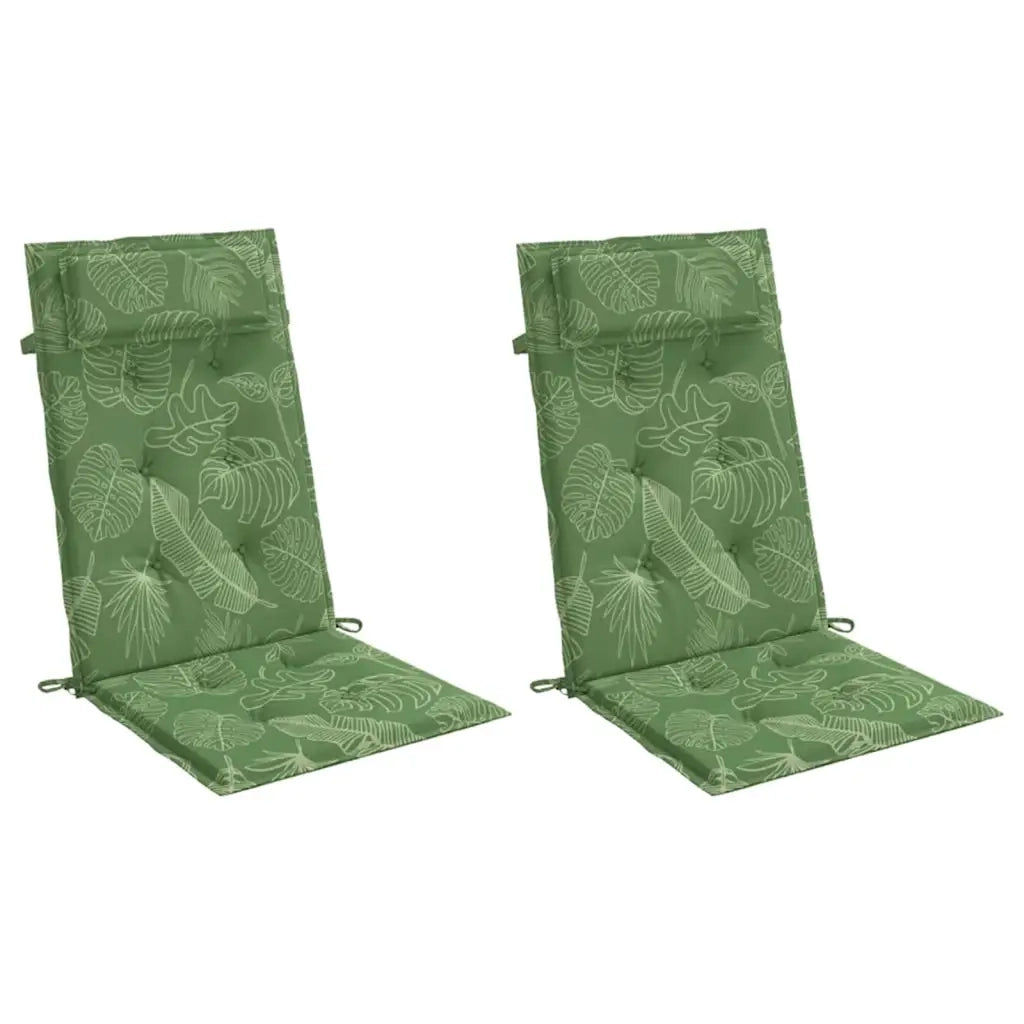 Cuscini Sedia Schienale Alto 2 pz Motivo Foglie Tessuto Oxford 361931