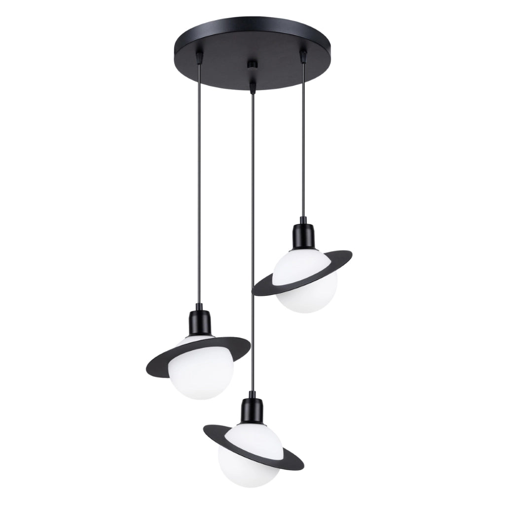 Lampada a sospensione French Sky Hyperion in acciaio nero moderno 3x8W LED G9