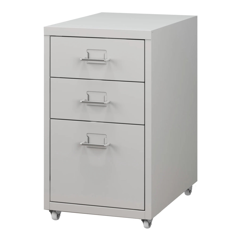 Cassettiera per ufficio mobile portadocumenti raccoglitori e materiale per ufficio su ruote acciaio 48 x 28 x 41 cm bianco opaco 03_0006331