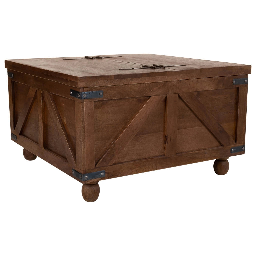 Tavolino cassaSgabello in legno marrone 76x76x45h
