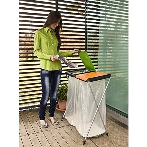 Gimi 1653020201001 Nature Plus 2 Portarifiuti Raccolta Differenziata 2 Coperchi Griglia Reggisacco 130 L Acciaio Resina colore Verde Arancione