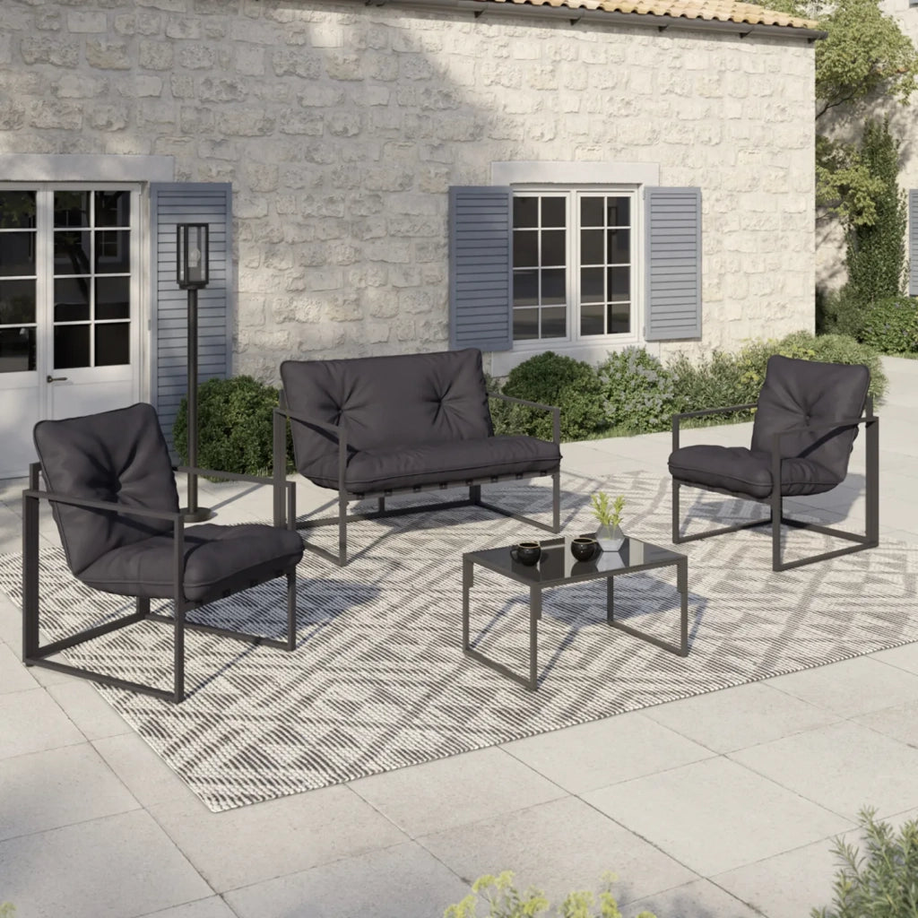 IDMarket - NAIROBI Set di mobili da giardino bassi a 4 posti in acciaio grigio antracite