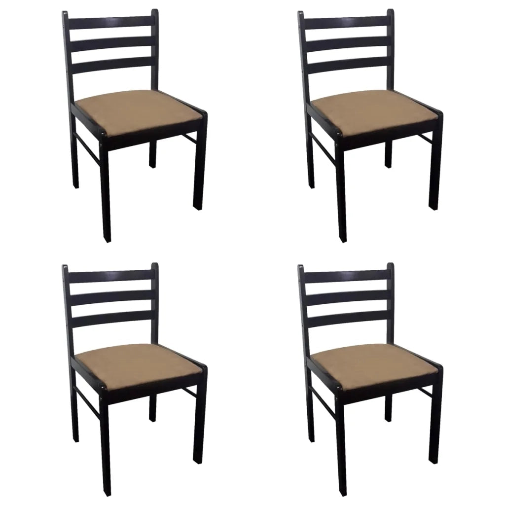 Sedie da Pranzo 4 pz | Sedie da cucina Marroni Legno Massello di Hevea e Velluto