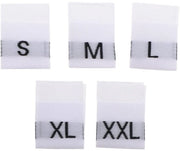 Etichette per Abbigliamento con Bordure - 500 Pezzi - Etichette per Stiratura per Abbigliamento - Etichette per Nome per Tessuti - Etichette per Taglie per Abbigliamento - Taglie S/M/L/XL/XXL - Materiale Polyester
