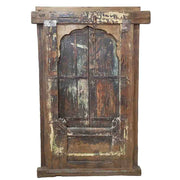 Finestra in legno marrone fatta a mano 103x12x166 cm