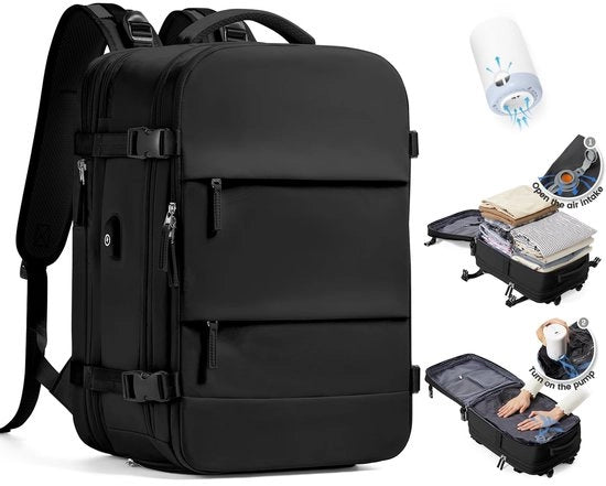 Borsa a vuoto per viaggio con sistema di compressione per donne, zaino a vuoto con sacca a aria per viaggi, borsa a vuoto per viaggi con pompa impermeabile per uomini