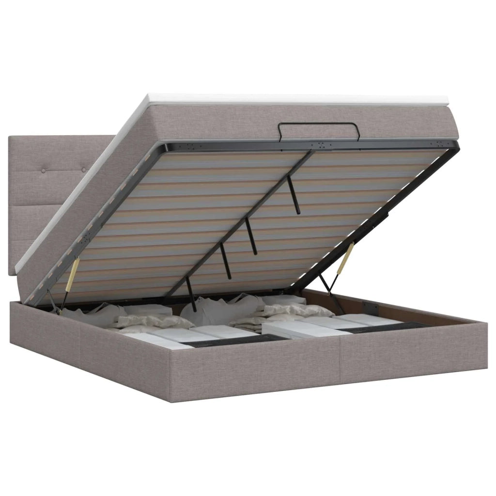 Letto ottomano con materasso Tortora 140 x 190 cm Tessuto 3457491