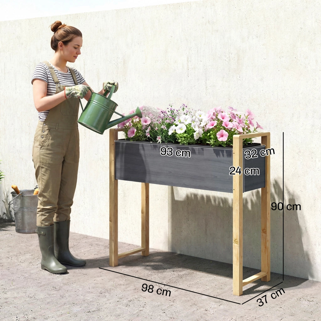 Letto da Giardino Rialzato con Telaio ¨C zephmum ¨C Grigio 98x37x90 cm
