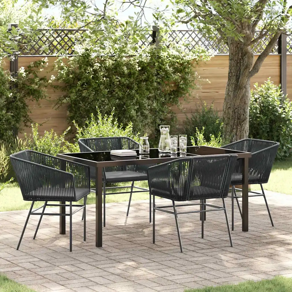 Set da Pranzo per Giardino con cuscino 5 pcs Nero 3380921