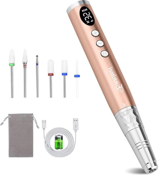 Taglierino a Batteria per Unghie 35000 giri/min Professionale - Unghie in Gel Unghie Acriliche - 6 Bit Ceramici Display LED - Set di Manicure Taglierino Elettrico per Unghie - Calli