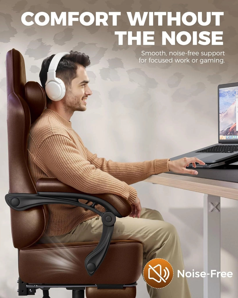 Sedia da Gaming, Poltrona da Ufficio Ergonomica, Sedile girevole e regolabile in altezza con braccioli sincronizzati, Cuscino lombare, Cuscino per la testa e Seduta extra spessa