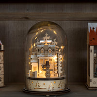 Sfera di Natale Paesaggio con Led H25 cm in Vetro e Legno