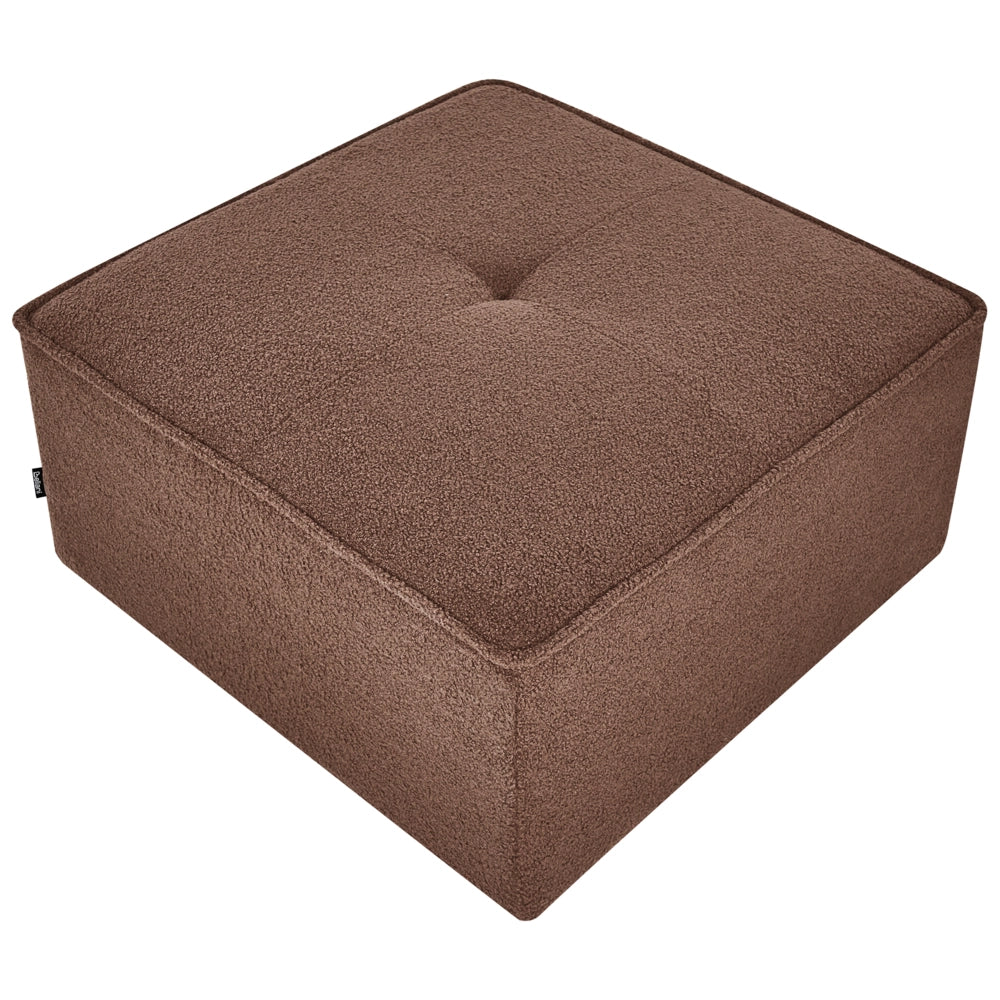 Pouf rettangolare in bouclé marrone stile moderno