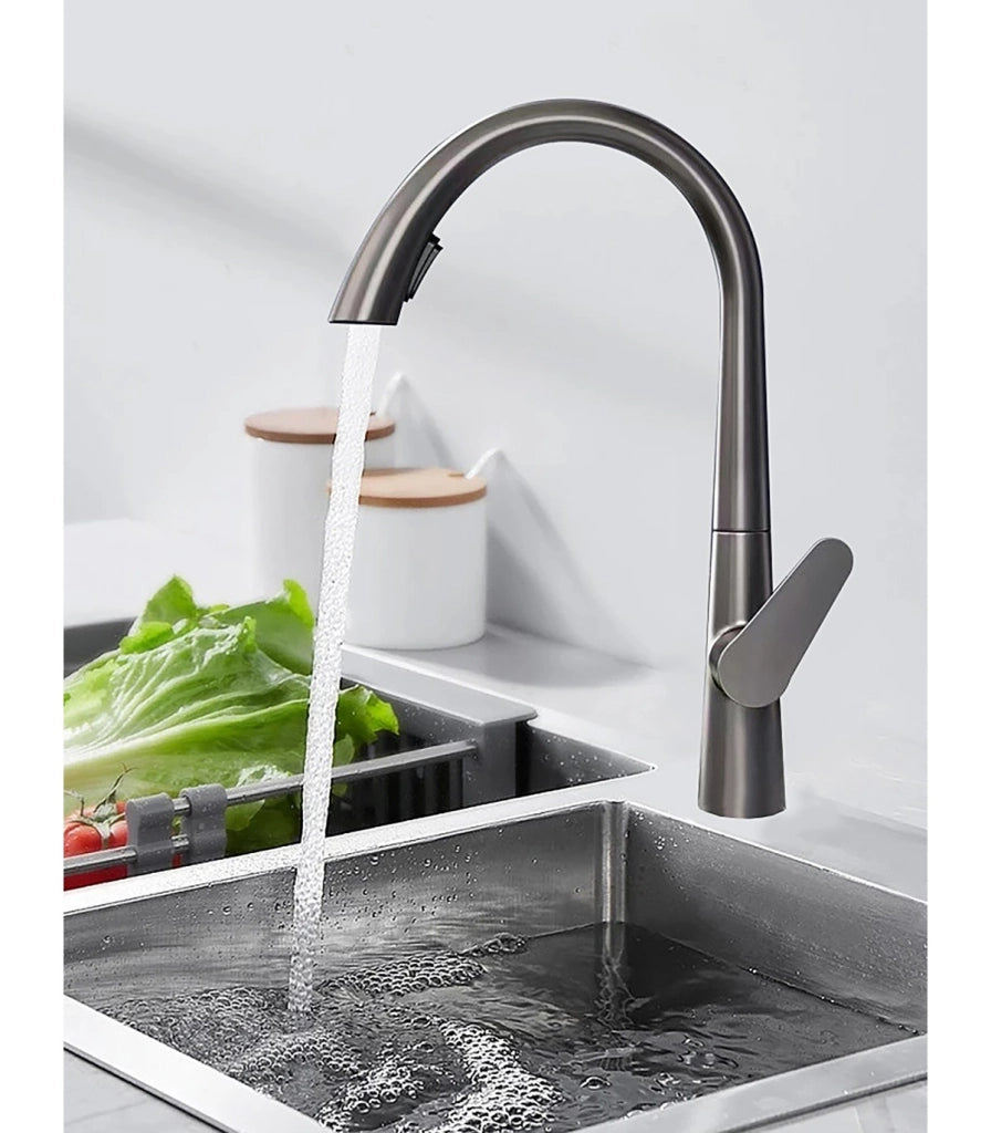 Rubinetto Cucina LH-8042 Collo di Cigno | Rame Massiccio | Estraibile 2 Modi