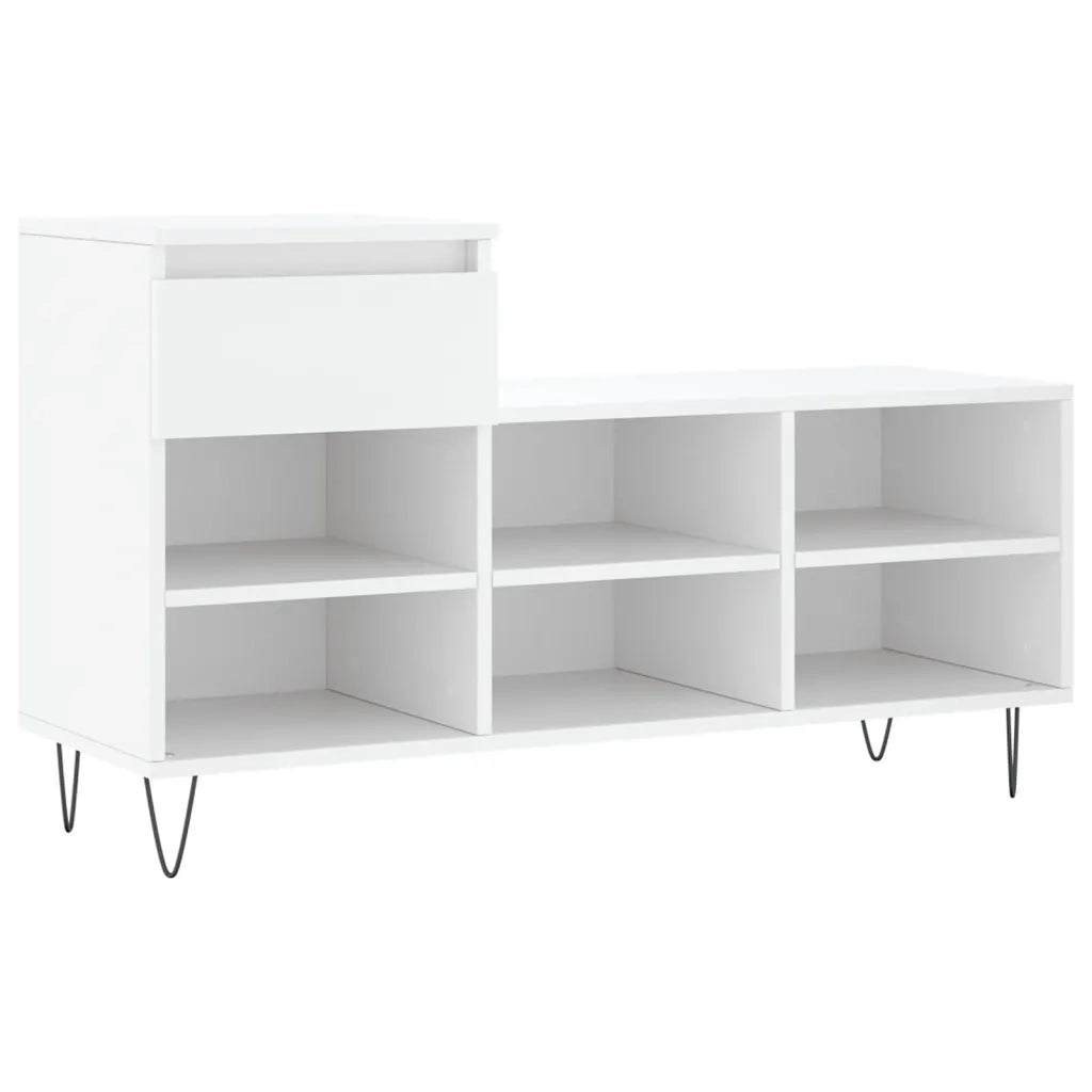 Scarpiera-Scaffale per scarpe Bianca 102x36x60 cm in Legno Multistrato 358011