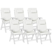 Set di 6 cuscini per sedie da giardino in poliestere bianco sporco con imbottitura per seduta e schienale design moderno imbottitura da esterno