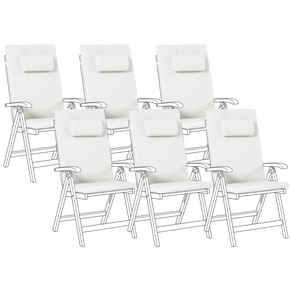 Set di 6 cuscini per sedie da giardino in poliestere bianco sporco con imbottitura per seduta e schienale design moderno imbottitura da esterno