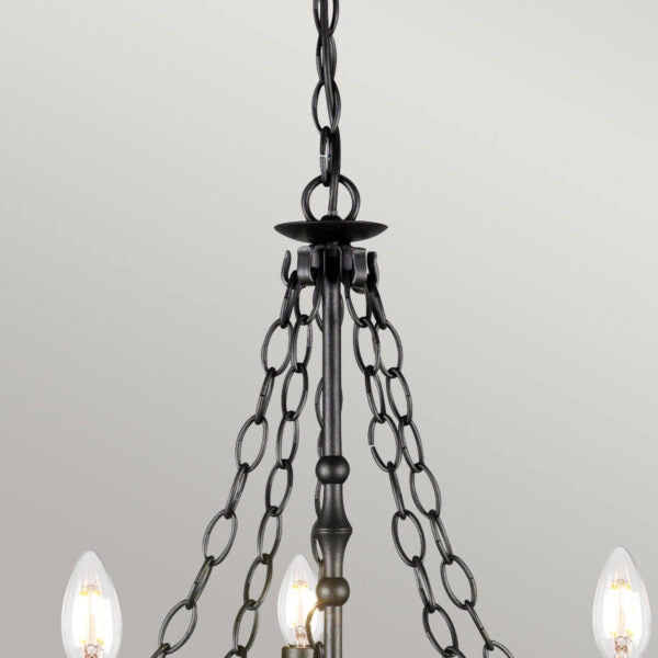 Lampadario Warwick in grafite nero 5xE14 60W Elstead