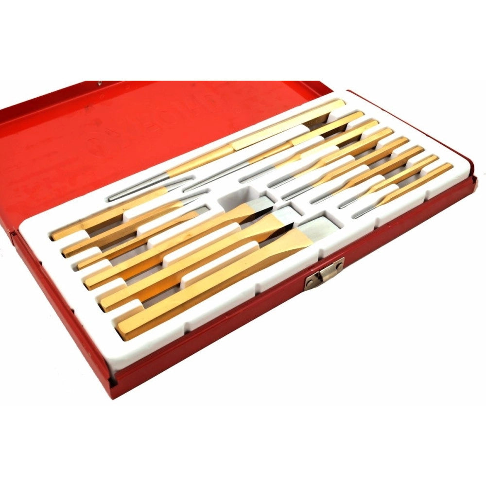 Trade Shop - Kit Set Scalpelli Cacciaspine Cacciachiodi Punzoni 14 Pz Pezzi Caccia Chiodi -