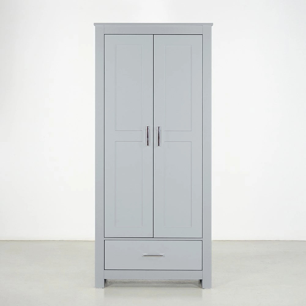 Armadio in legno grigio 2 ante e 1 cassetto 80x180x50 cm