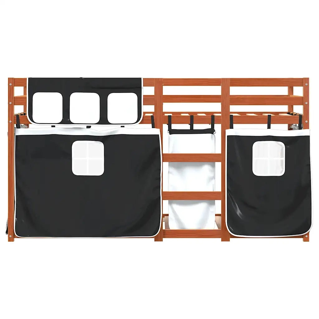 Letto a Castello senza Materasso Bianco e Nero 75x190 cm inPino