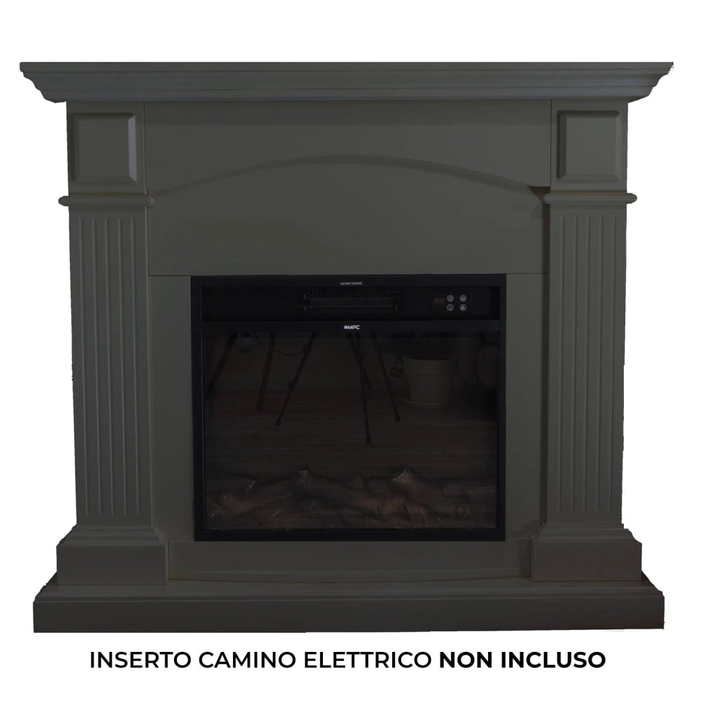 Cornice da Pavimento per Inserto Camino Elettrico 113,7x102,2x28,2 cm in MDF Sined Cetona Grigio