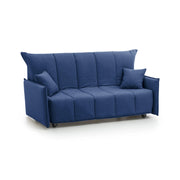 Divano Letto Ardis, Divano a 3 posti, Made in Italy, SofÒ  Soggiorno con apertura a carrello con apertura a carrello, in tessuto imbottito, con Braccioli standard, cm 190x90h85, colore Blu