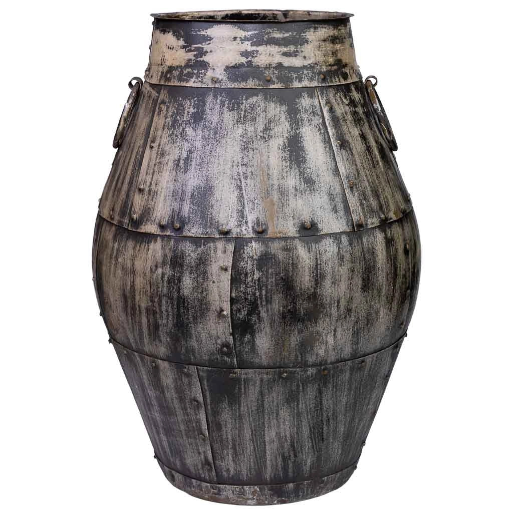 Vaso in metallo grigio invecchiato 40x40x65