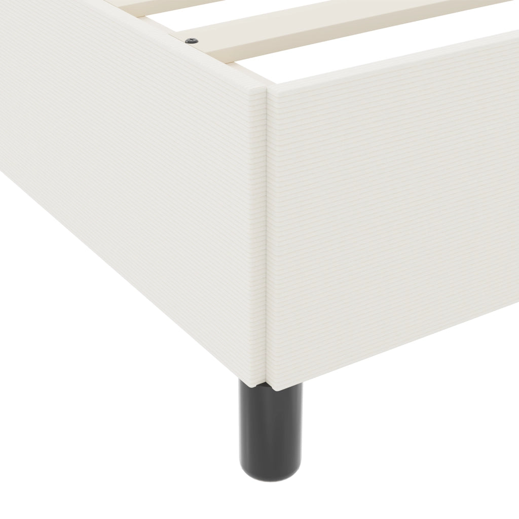 Struttura Letto Crema 120x190 cm in Tessuto A Coste