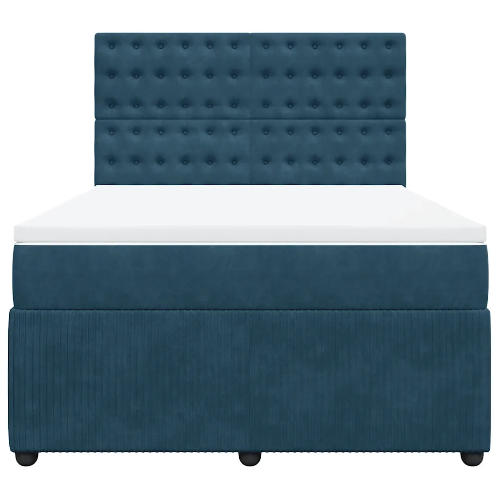 Giroletto a Molle con Materasso Blu Scuro 140x200 cm in Velluto