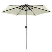 Ombrellone con Luci a LED e Palo Alluminio 270 cm Bianco Sabbia 47353