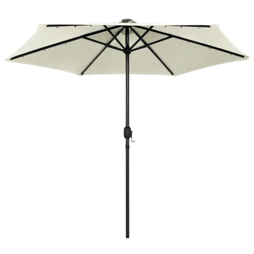 Ombrellone con Luci a LED e Palo Alluminio 270 cm Bianco Sabbia 47353
