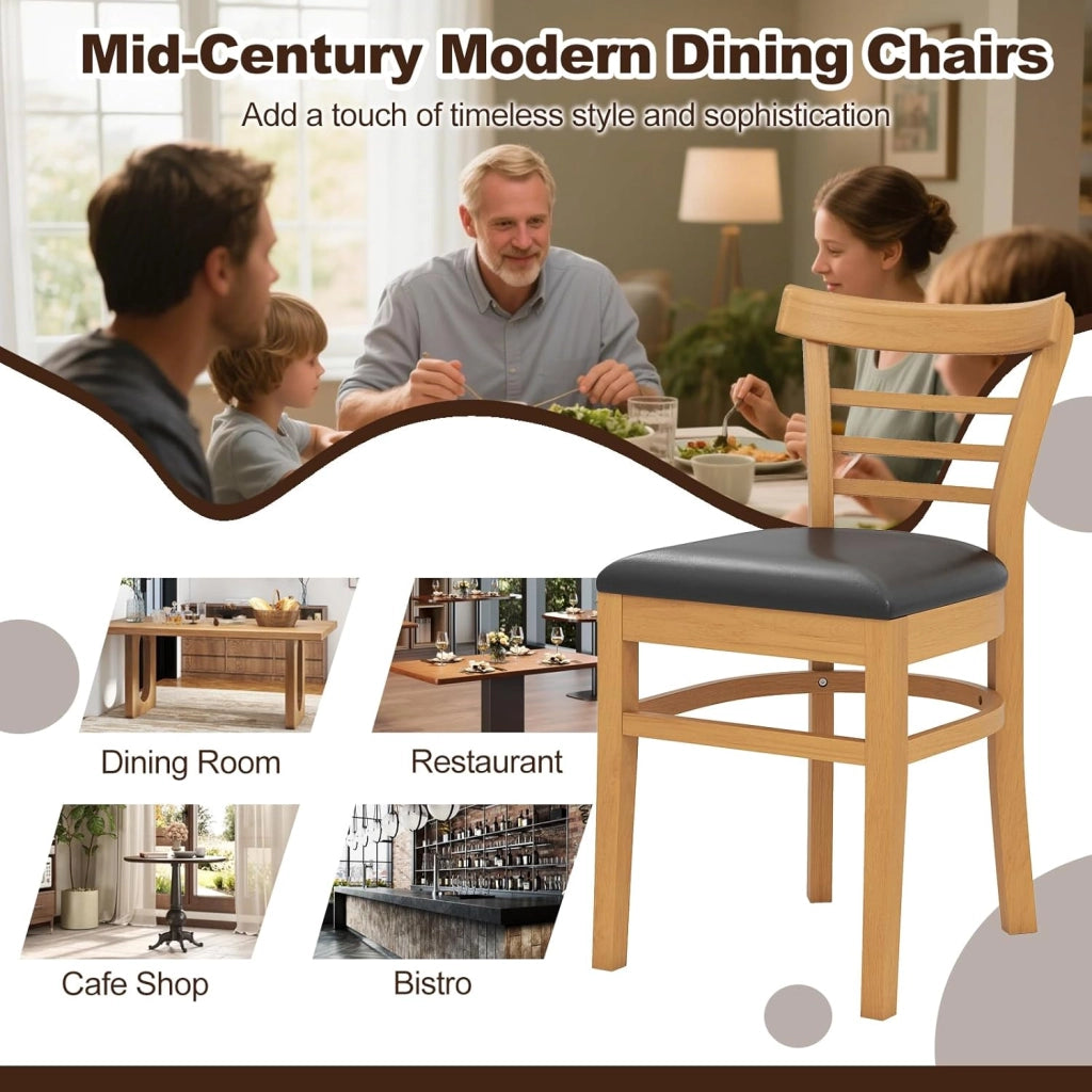 Set di 2 sedie da cucina in legno con seduta imbottita, tavolo da pranzo con schienale, sedie imbottite, in legno, portata 180 kg, sedie senza maniche per cucina