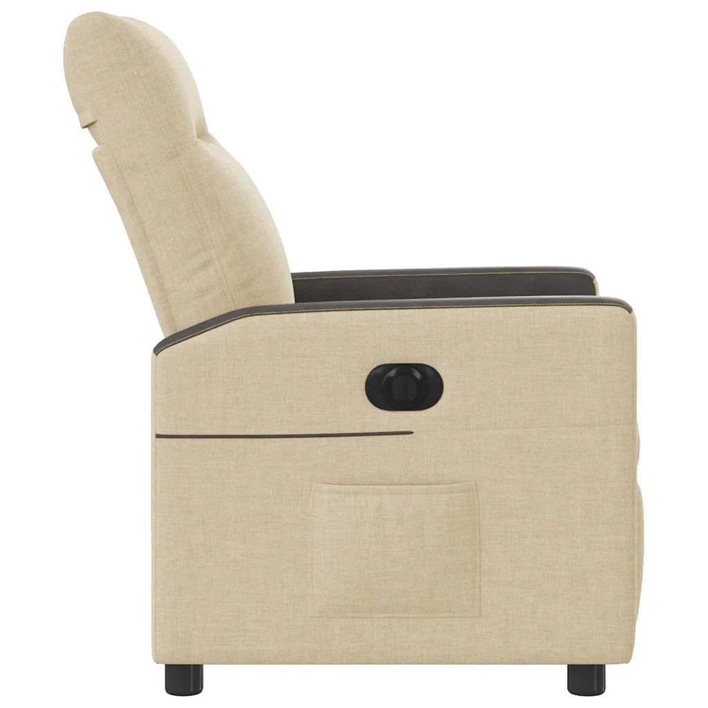 Poltrona Elettrica Reclinabile-Divano Sedia Crema in Tessuto 505952
