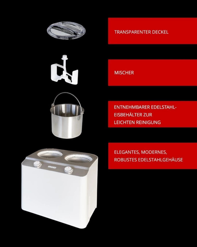 Unold Doppio Gelatiera compressore 2,4 L 250 W Acciaio satinato, Bianco