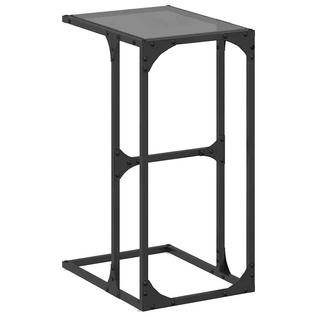 Tavolino con Vetro-Tavolino da soggiorno-Tavolo Nero 40x30x61,5cm in Acciaio
