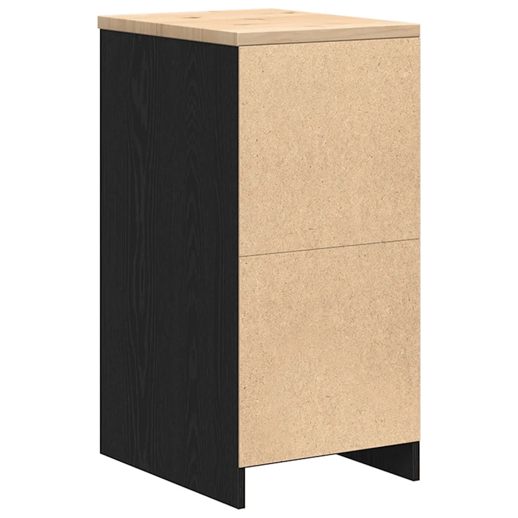 Armadietto da Garage Nero 40x51x85 cm in Legno Massello di Pino