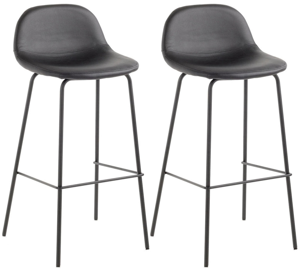 Set 2 Sgabelli 42x43x91,5 cm in Similpelle Nero