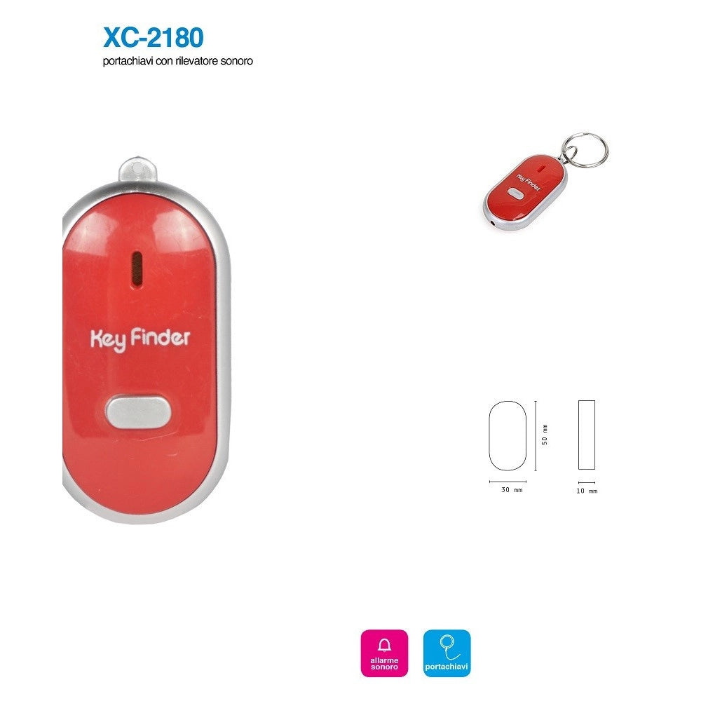 Trade Shop - Portachiavi Con Rilevatore Sonoro Allarme Indicatore Led Trova Chiavi Casa Xc2180 -