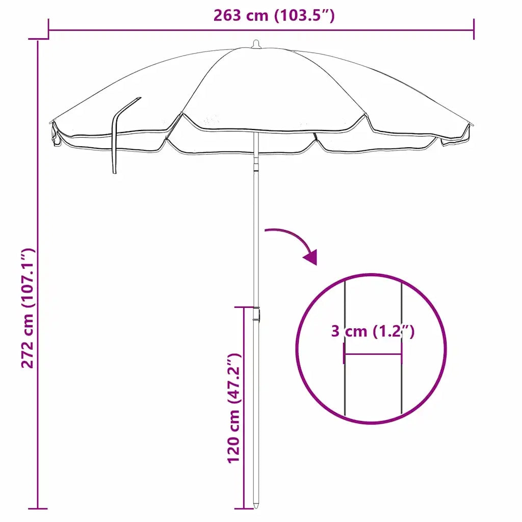 Ombrello da giardino-Ombrellone da spiaggia 263 x 263 x 272 cm Poliestere 170T