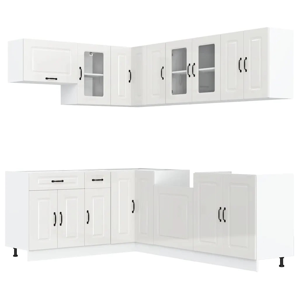 vidaXL Set Mobili da Cucina 11 pz Kalmar Bianchi Lucido in Truciolato