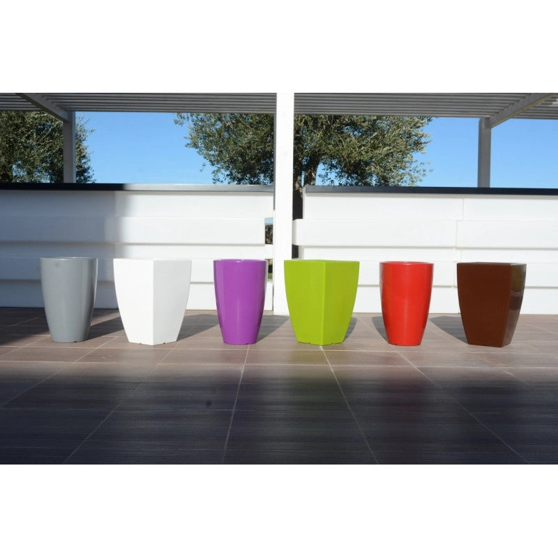 Vaso moderno di design Ø33 H50 in polimero viola resistente per interno ed esterno - Made in Italy - Monacis