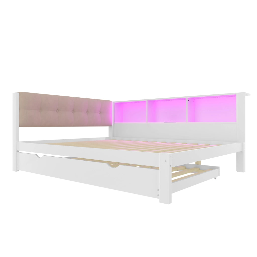 Letto giorno con letto estraibile in pino bianco 140x200 cm