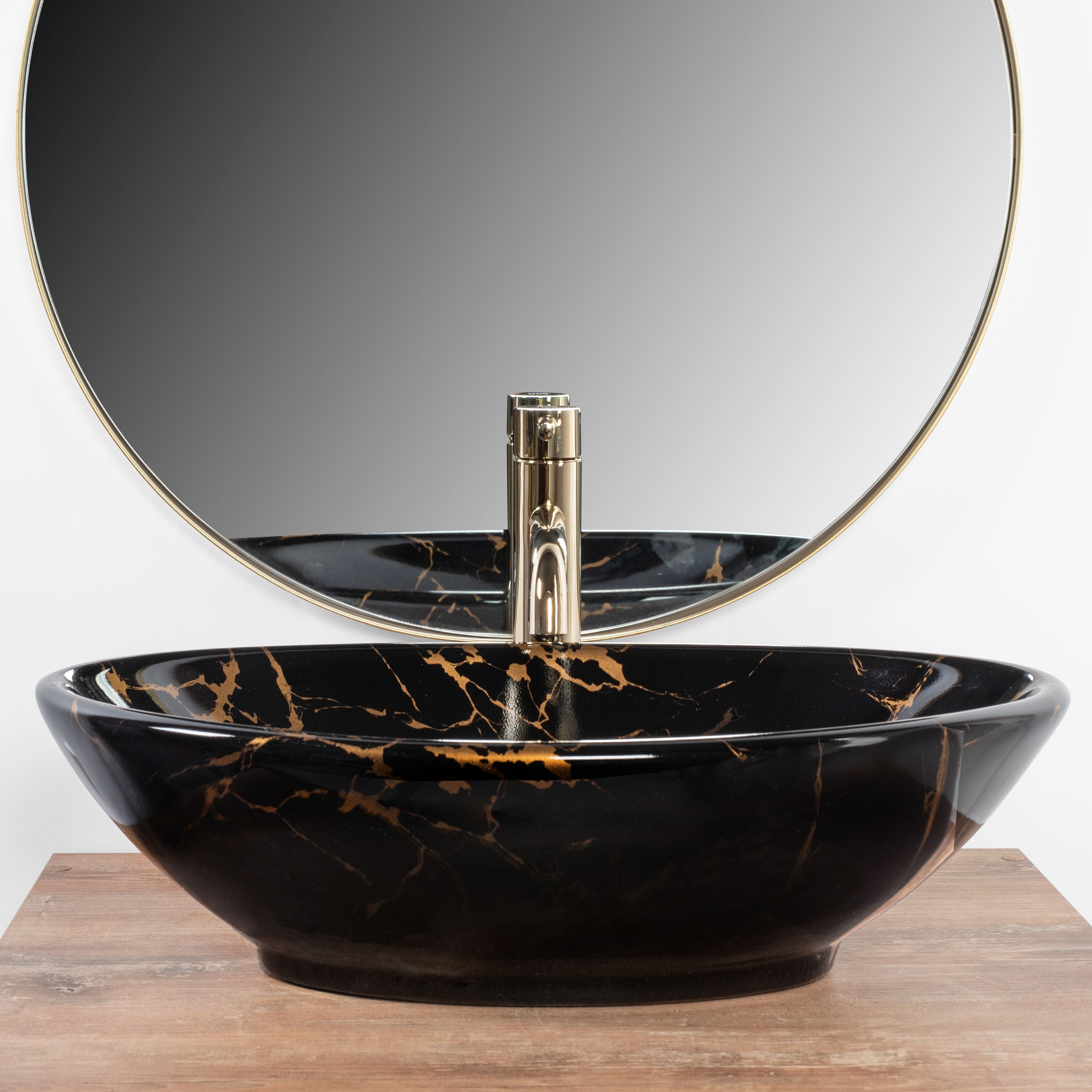 Lavabo Da Appoggio Rea Pamela Black Marble Shiny