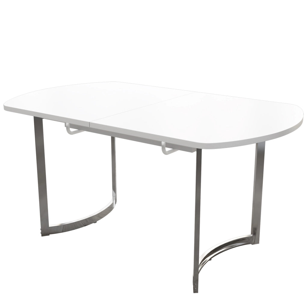 Tavolo da pranzo estensibile per 4-6 persone con piano scorrevole; struttura in lega ad alta resistenza; stile classico; bianco; 140 × 80 cm