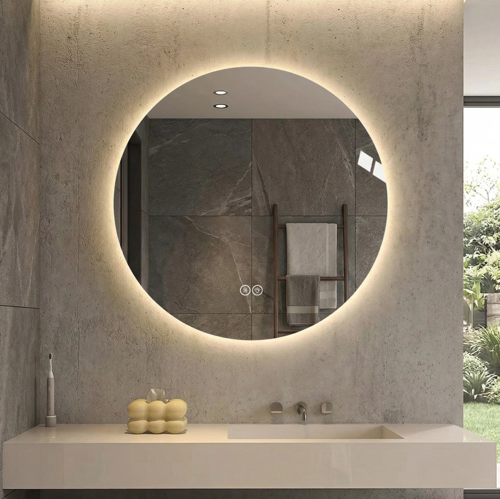 Specchio da bagno LED rotondo antiappannamento con luce